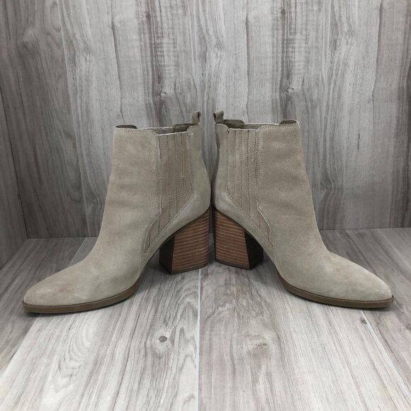 Marc Fisher Ankle Boots Womens 10M Alva Tan Suede Slip On Chelsea Booties - Picture 8 of 12